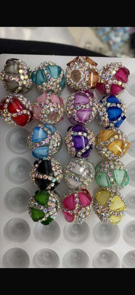 fancy bead heart-shaped  Clear Multicolor Crystal with Double Layer Rhinestones Chain Acrylic Beads fancy lantern heart bead Random Mix18mm