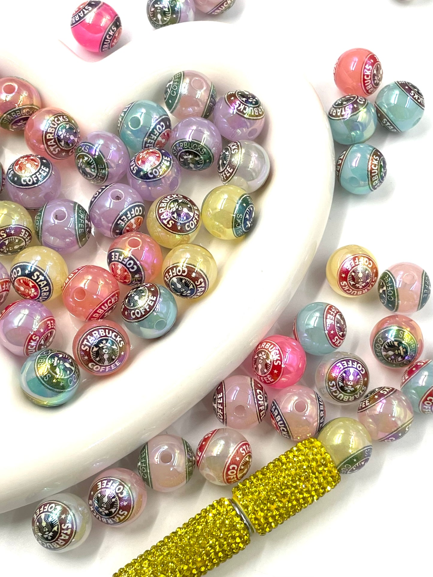 Acrylic beads Printed beads Multi-pattern Flowers, cartoons, fruits, spots acrylic beads 16mm