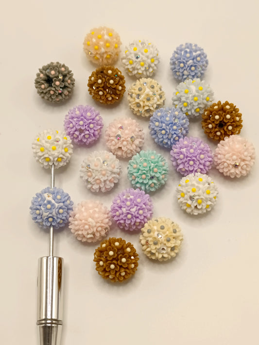 Flower Bead Colorful Small Flowers With Rhinestone Clay Beads,Random Mix,20mm Fancy-542