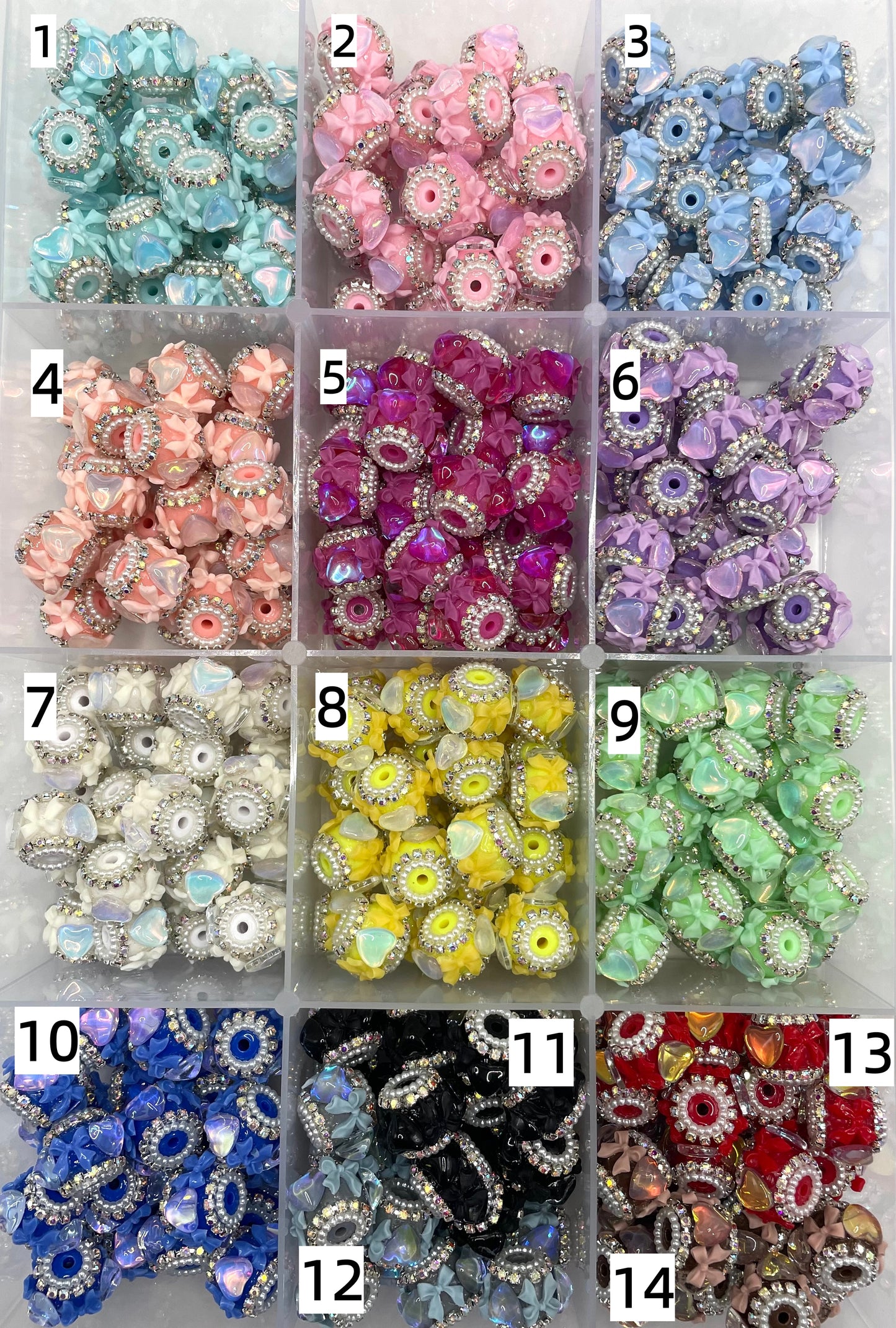 bow with heart fancy bead pearl chain Pearl gasket random mixed 19mm