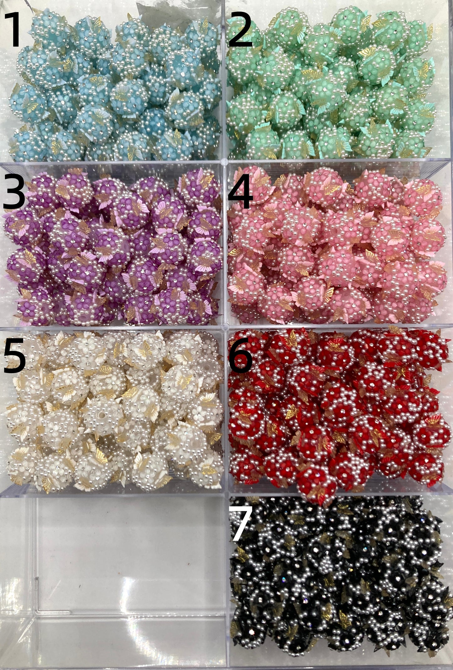 Fancy Beads Butterfly beads Butterfly beads with golden wings Rhinestone flower Pearl Bubble 20mm Random Mix