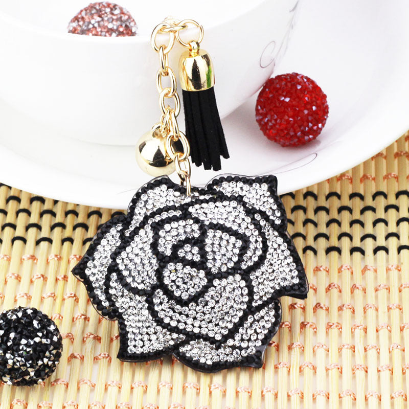Flower Pendant Stitched diamond bow tie Keychain Tassel Rhinestone Hanging piece DIY Bag accessories Random Mix