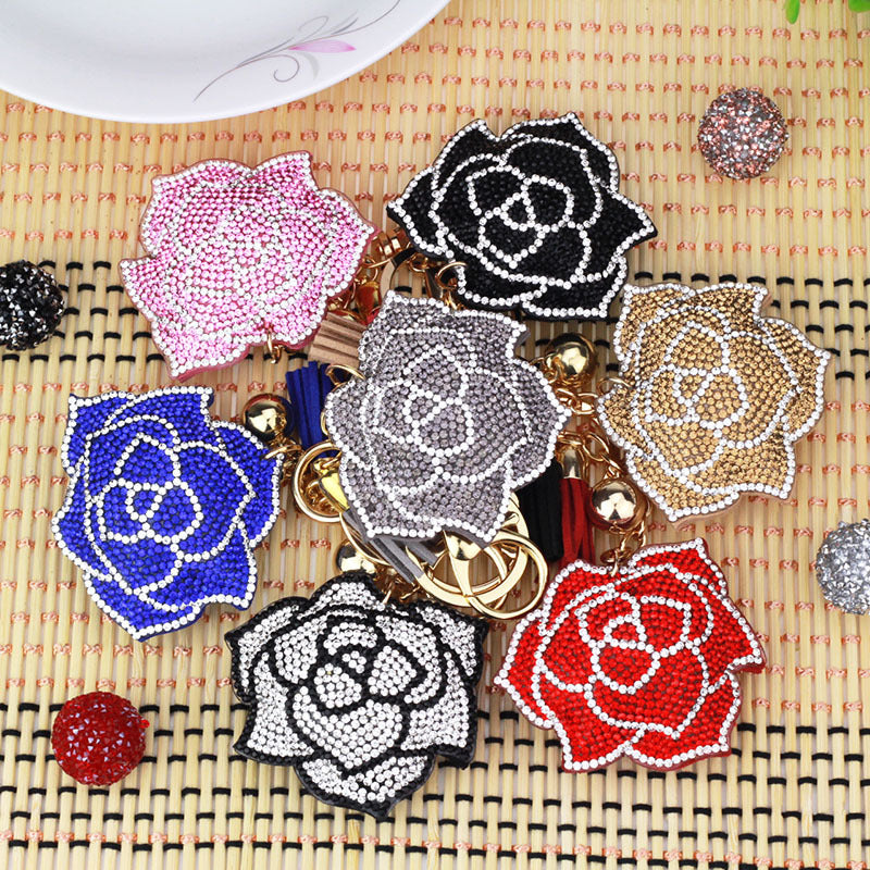 Flower Pendant Stitched diamond bow tie Keychain Tassel Rhinestone Hanging piece DIY Bag accessories Random Mix