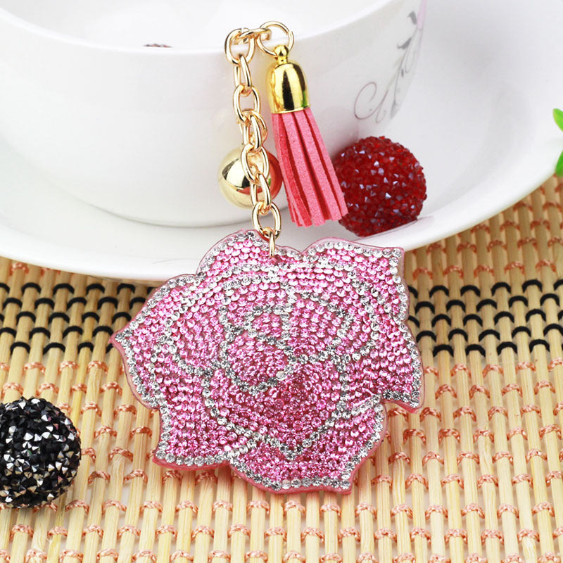 Flower Pendant Stitched diamond bow tie Keychain Tassel Rhinestone Hanging piece DIY Bag accessories Random Mix