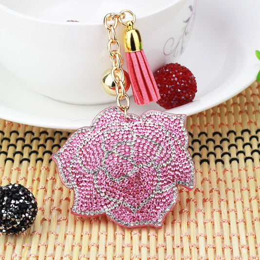 Flower Pendant Stitched diamond bow tie Keychain Tassel Rhinestone Hanging piece DIY Bag accessories Random Mix