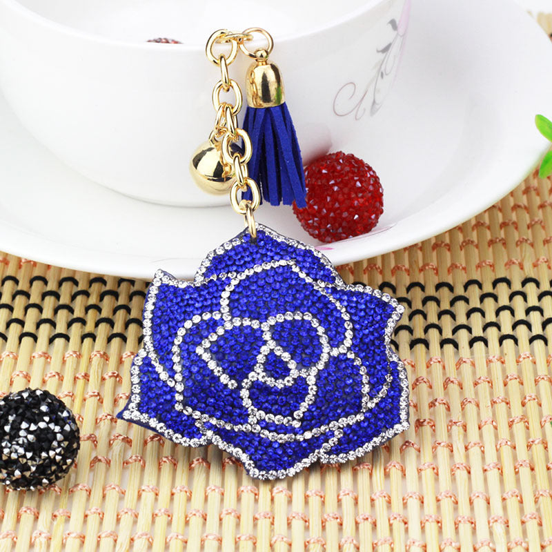 Flower Pendant Stitched diamond bow tie Keychain Tassel Rhinestone Hanging piece DIY Bag accessories Random Mix