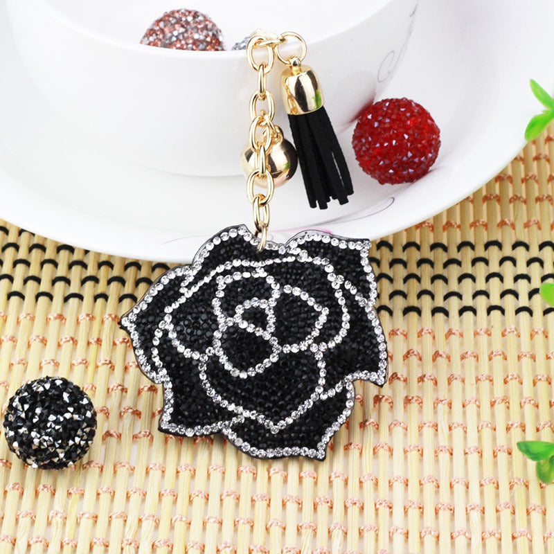 Flower Pendant Stitched diamond bow tie Keychain Tassel Rhinestone Hanging piece DIY Bag accessories Random Mix