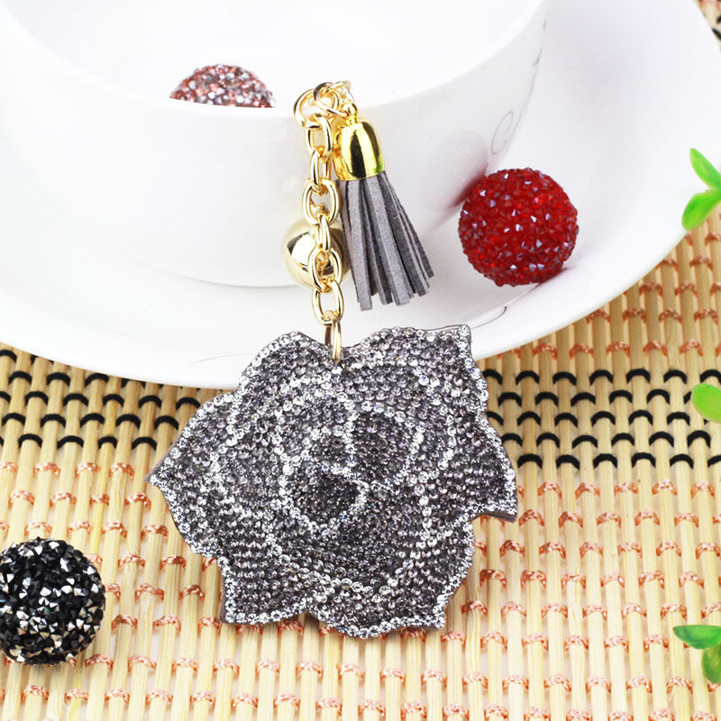 Flower Pendant Stitched diamond bow tie Keychain Tassel Rhinestone Hanging piece DIY Bag accessories Random Mix