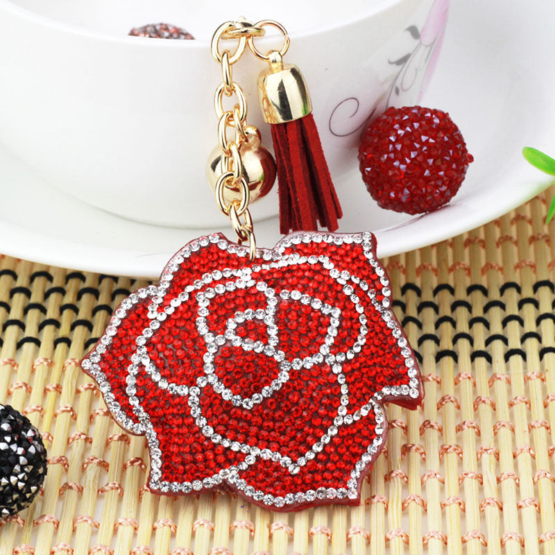 Flower Pendant Stitched diamond bow tie Keychain Tassel Rhinestone Hanging piece DIY Bag accessories Random Mix