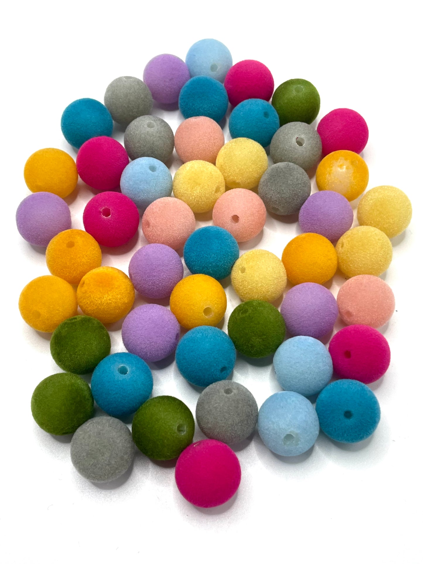 Flock bead flocking Colored flocked beads Fuzzy bead 16mm Random Mix