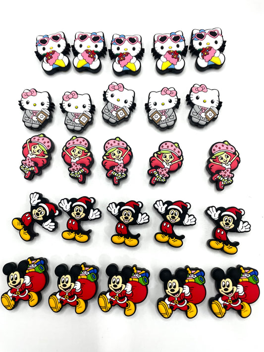 DIY beaded beadable silicon beads focal with vertical hole Winnie ,strawberry girl HK Mk