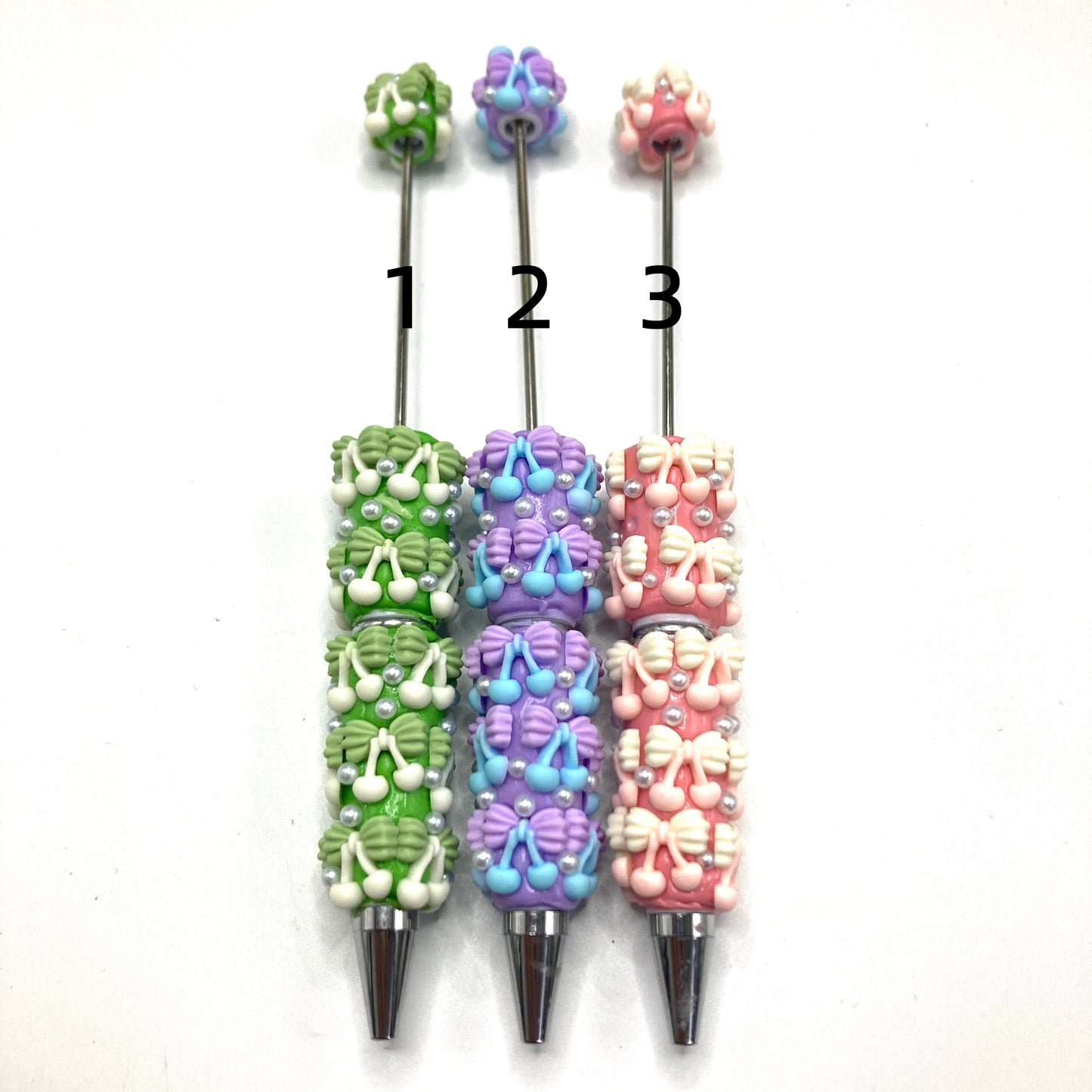 DIY Bead Pen Clay pen Cherries pottery clay bead pen Bell Beaded Pen Random Mix