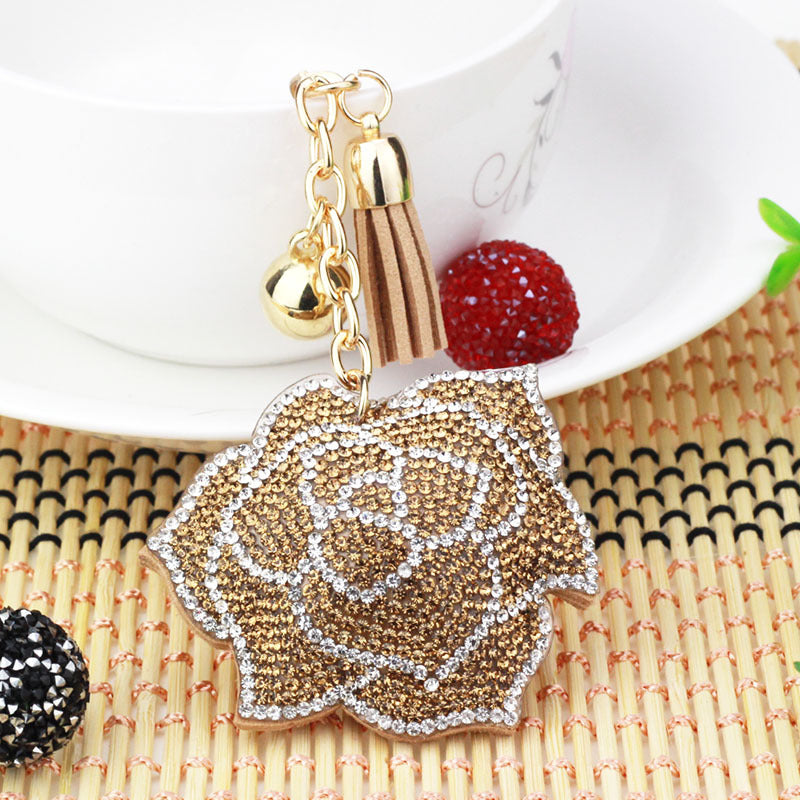 Flower Pendant Stitched diamond bow tie Keychain Tassel Rhinestone Hanging piece DIY Bag accessories Random Mix