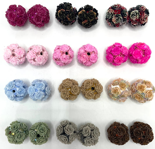 #1-#26Flower beads Soft flower Precious softened clay beads Rhinestone Random Mix
