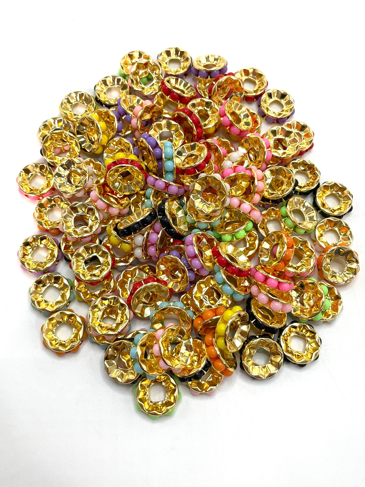 Spacers Colored pearl gasket Interval beads Pearl metal gasket Bordering on Gold and silver 16mm