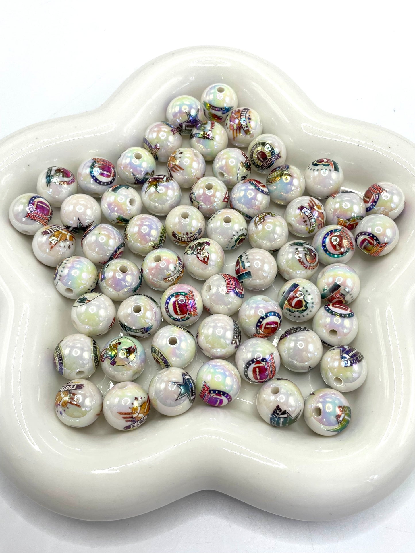 Rugby beads Rugby pattern Team emblem American football 16mm