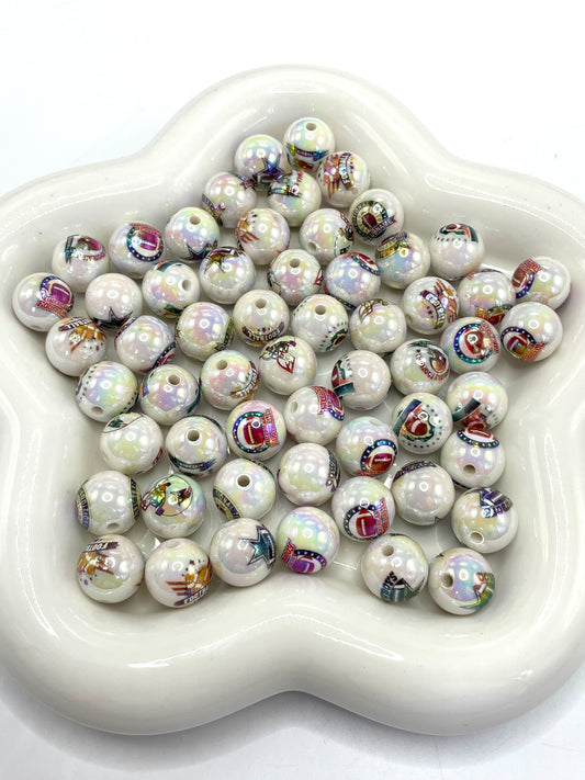 Rugby beads Rugby pattern Team emblem American football 16mm