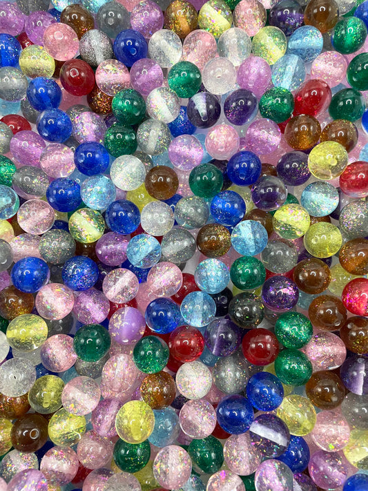 diy beaded beadable acrylic glitter beads 16mm inside ornament confetti looking