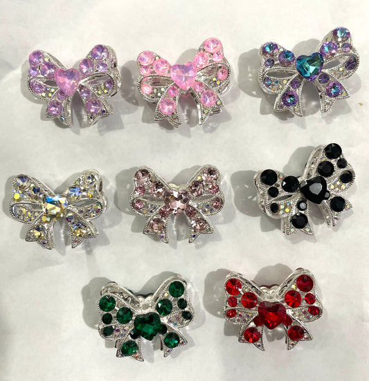 fancy bead fancy alloy metallic bow bead beaded bead ornaments with colorful heart rhinestone random mix