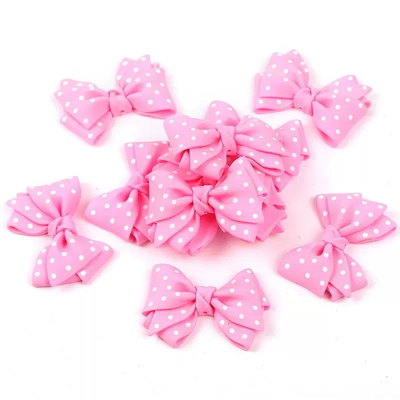 New large polka dot bow resin straight hole beads diy bracelet keychain beaded pen jewelry accessories loose beads wholesale