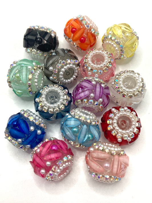 Beaded beadable fancy lantern beads ornaments with pearl and rhinestone chain ,Random Mix