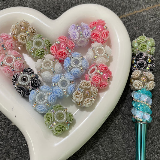 Flower beads with bubble rose flower beads with pearl