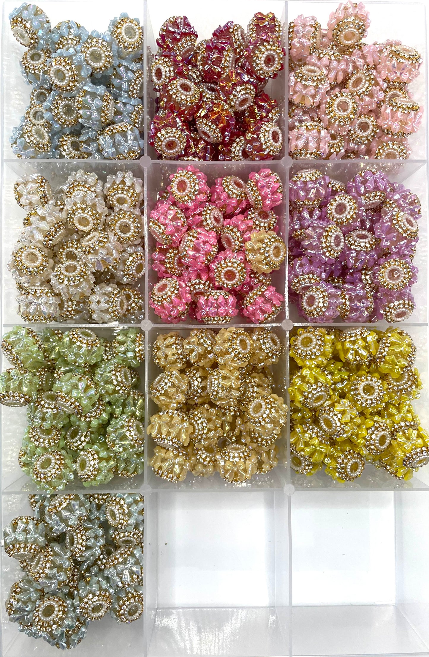 Acrylic beads Golden Chain UV acrylic bow tie Pearl gasket Fancy Beads 19mm Random Mix