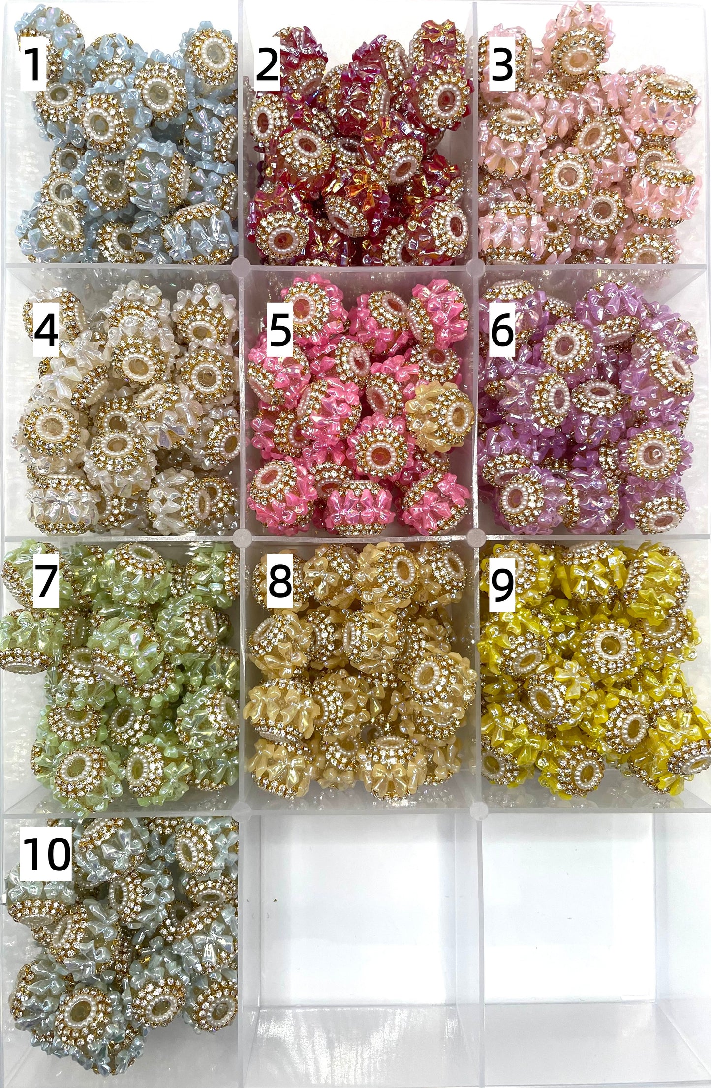 Acrylic beads Golden Chain UV acrylic bow tie Pearl gasket Fancy Beads 19mm Random Mix