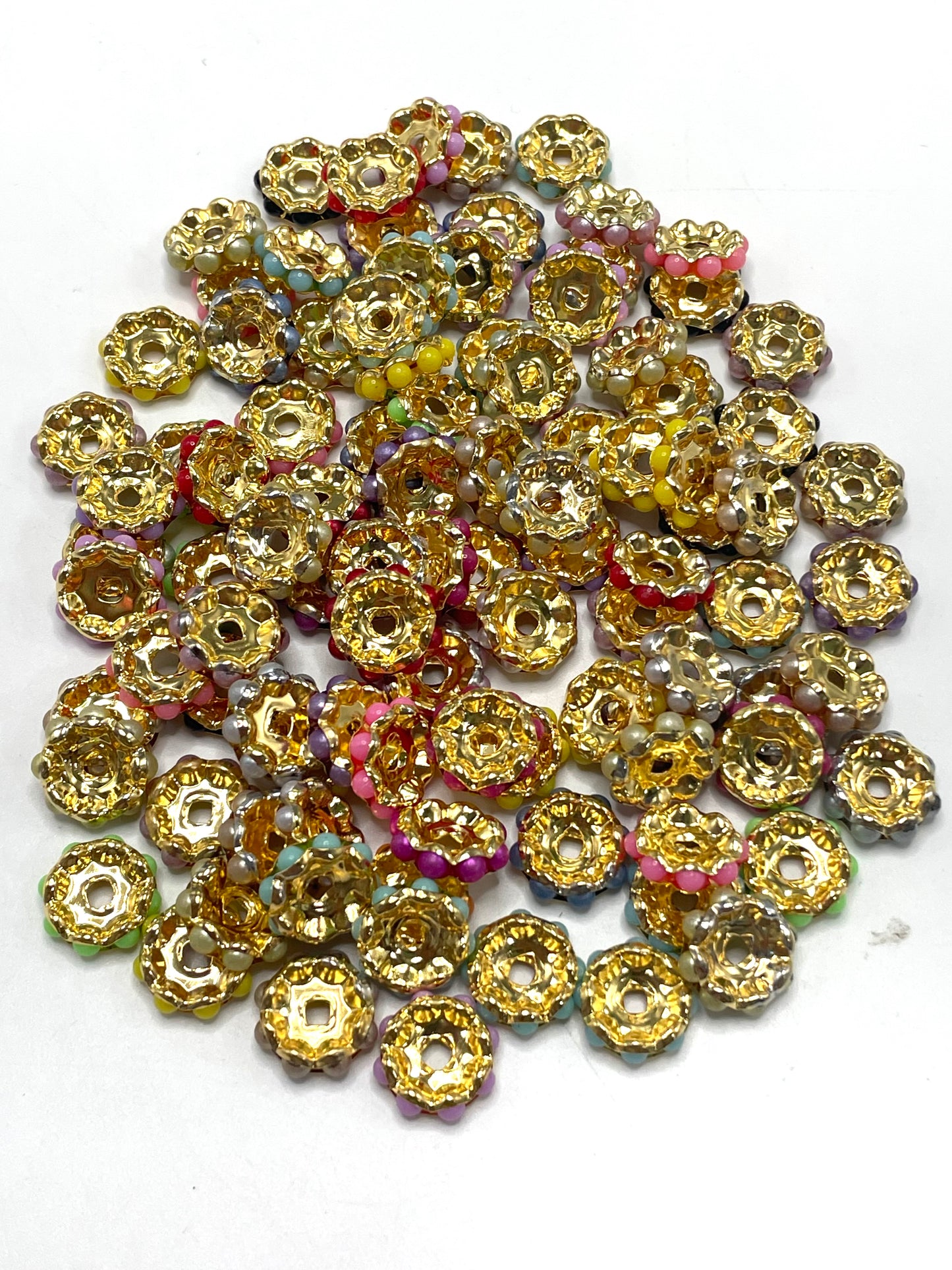 Spacers Colored pearl gasket Interval beads Pearl metal gasket Bordering on Gold and silver 16mm