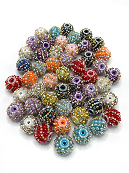 Fancy Beads Pearl bubbles Encircling Rhinestone chain Pearl gasket Acrylic beads 18mm Random Mix