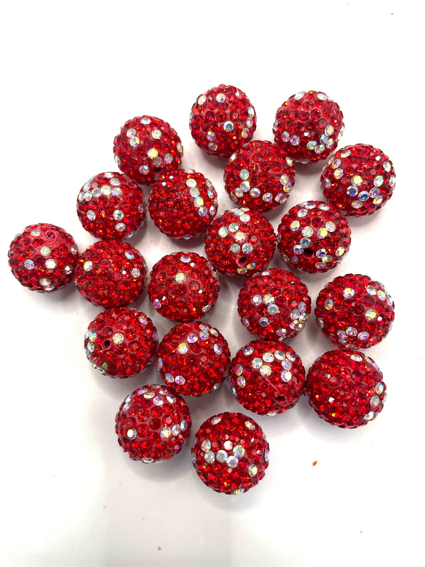 fancy Christmas Clay rhinestone bead  drill ball 16mm Random Mix