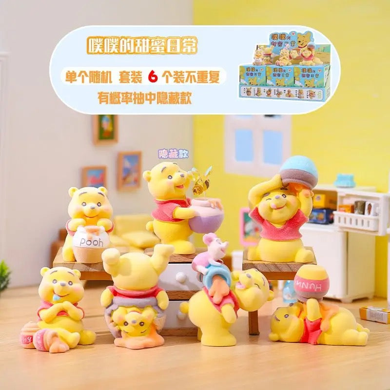 Winnie Pooh honey sweet time fuzzy flocked ,whole set,blind box pen topper figure character