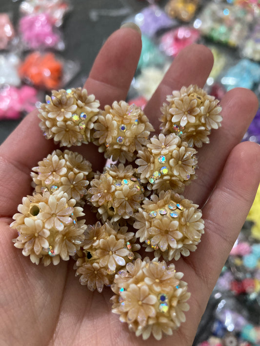 flower beads brown flower beads clay bead with flower rhinestone flower beads