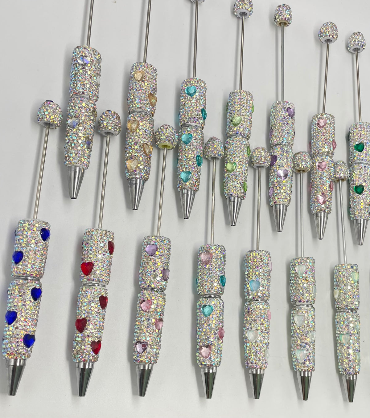 Diy Clay Rhinestonewith heart shape rhinestone beaded beadable pen Rhinestone pen Bling pen, Random MiX