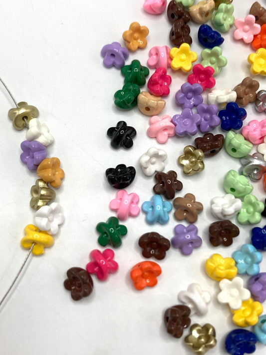 Acrylic beads Button Chain beads DIY Beaded jewelry Multi-colored flower beaded necklace Random Mix 5mm （Do not forge signatures）