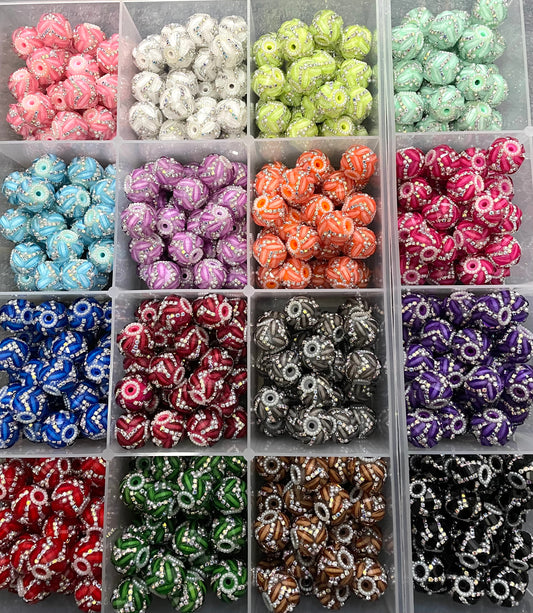 Beaded beadable fancy beads lantern beads with rhinestone chain and pearl fancy bead,colored ,random mix