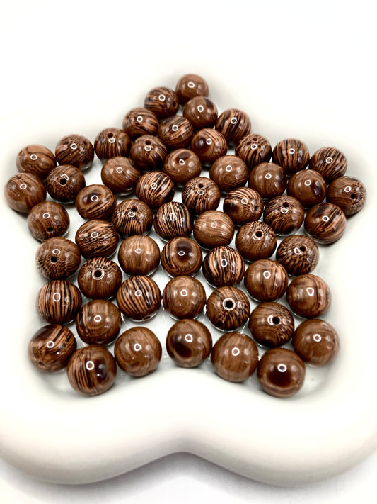 Acrylic beads Wood grain beads Wood-grain acrylic beads 16mm