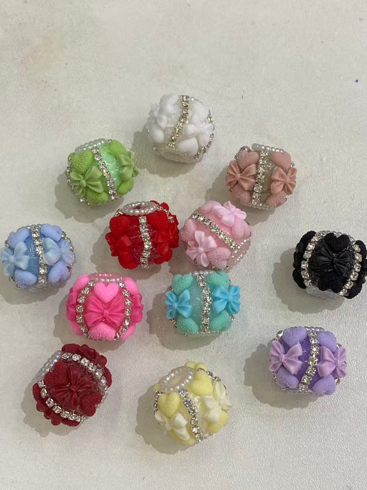 Double layer heart beads with bow fancy bead