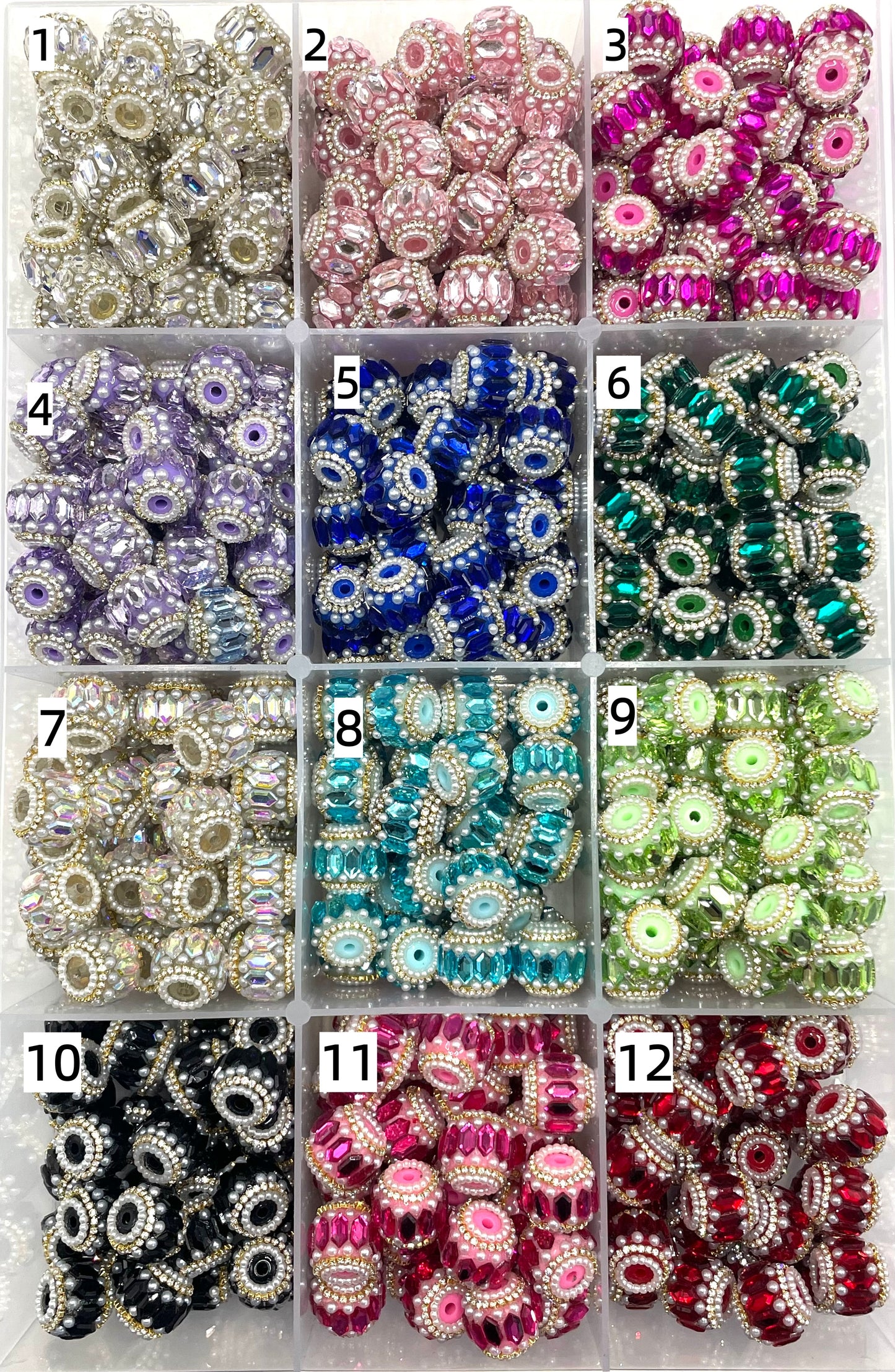 Fancy Beads Acrylic Mirror Pearl gasket Golden Chain Pearls and Bubbles Beads Random Mix