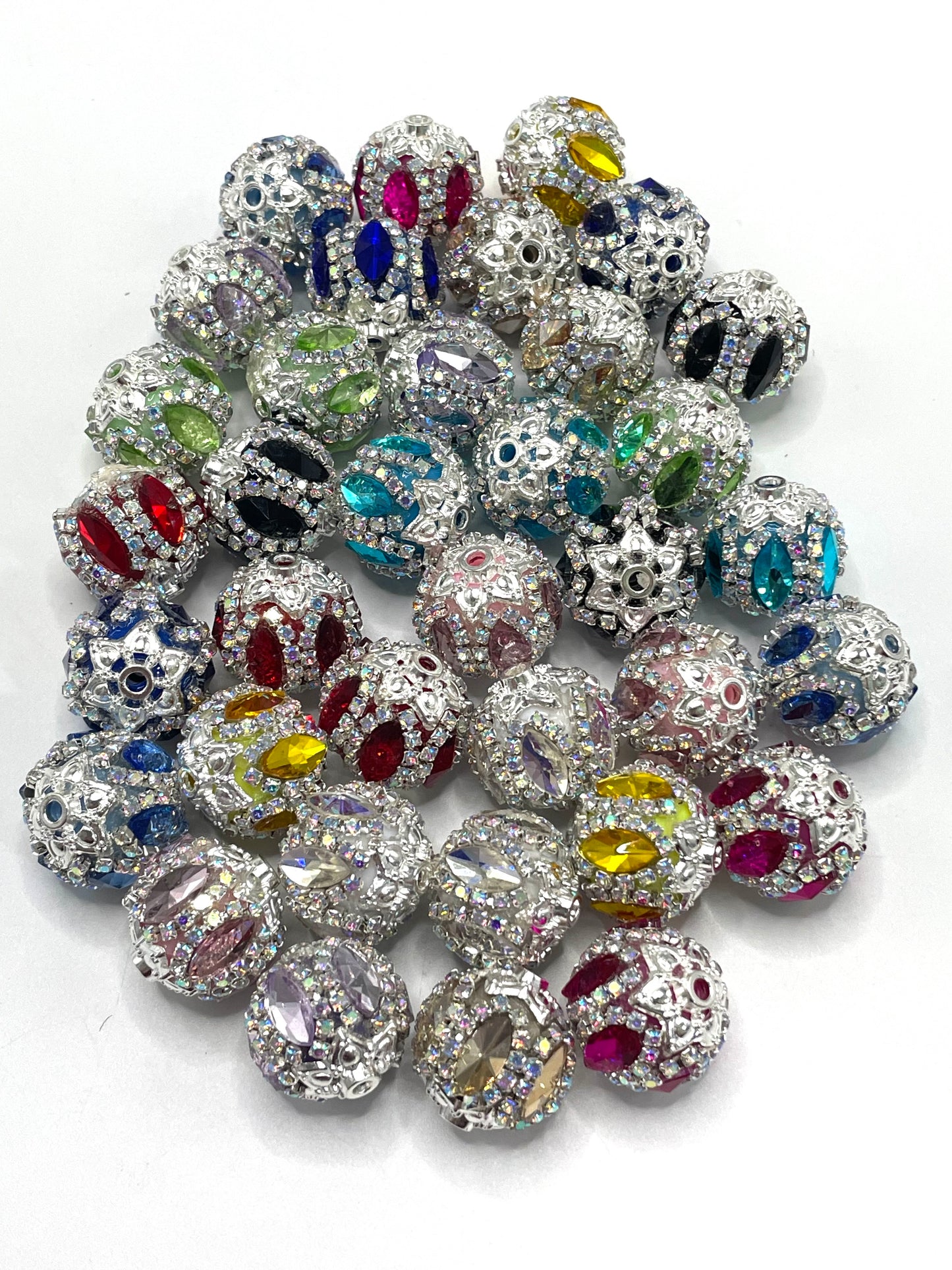 Fancy Beads Double chain Mirror glass Acrylic beads Metal Snowflakes spacer beads 18mm