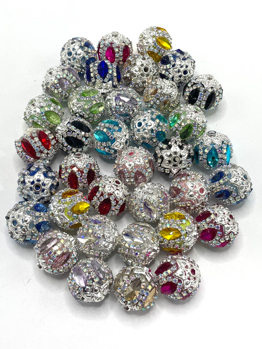 Fancy Beads Double chain Mirror glass Acrylic beads Metal Snowflakes spacer beads 18mm