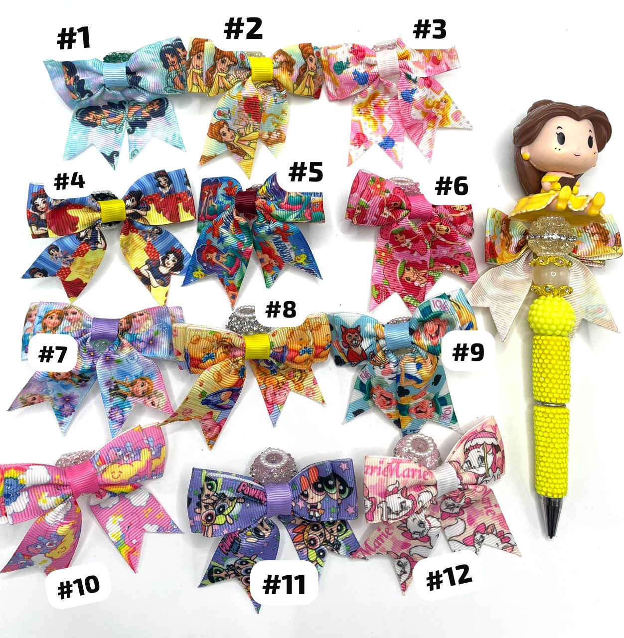 beaded beadable textile bow beads print with character figure princess bear stit ppg
