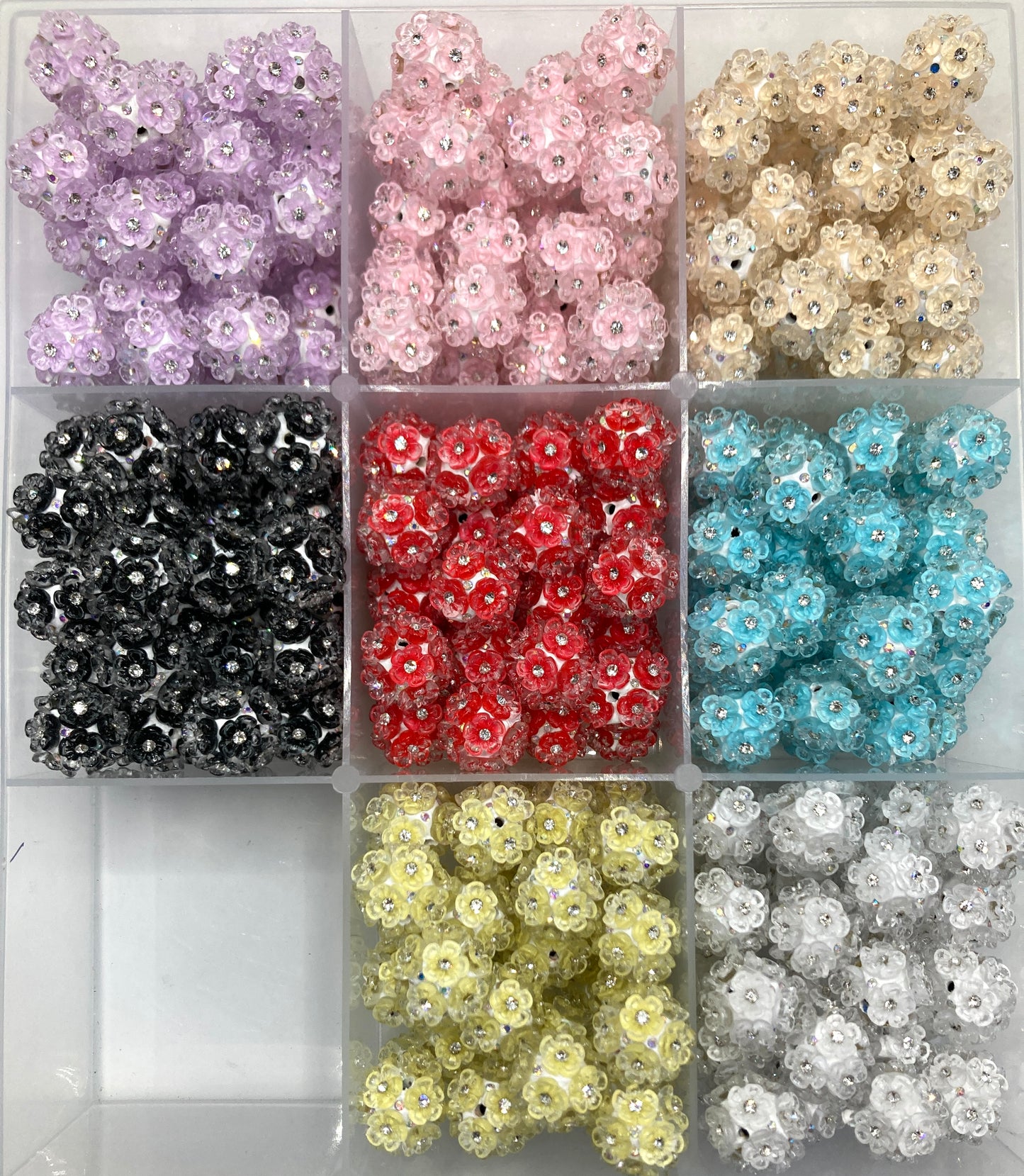 Flower beads Translucent flowers Rhinestone  Flower stamen Clay flower beads Random Mix