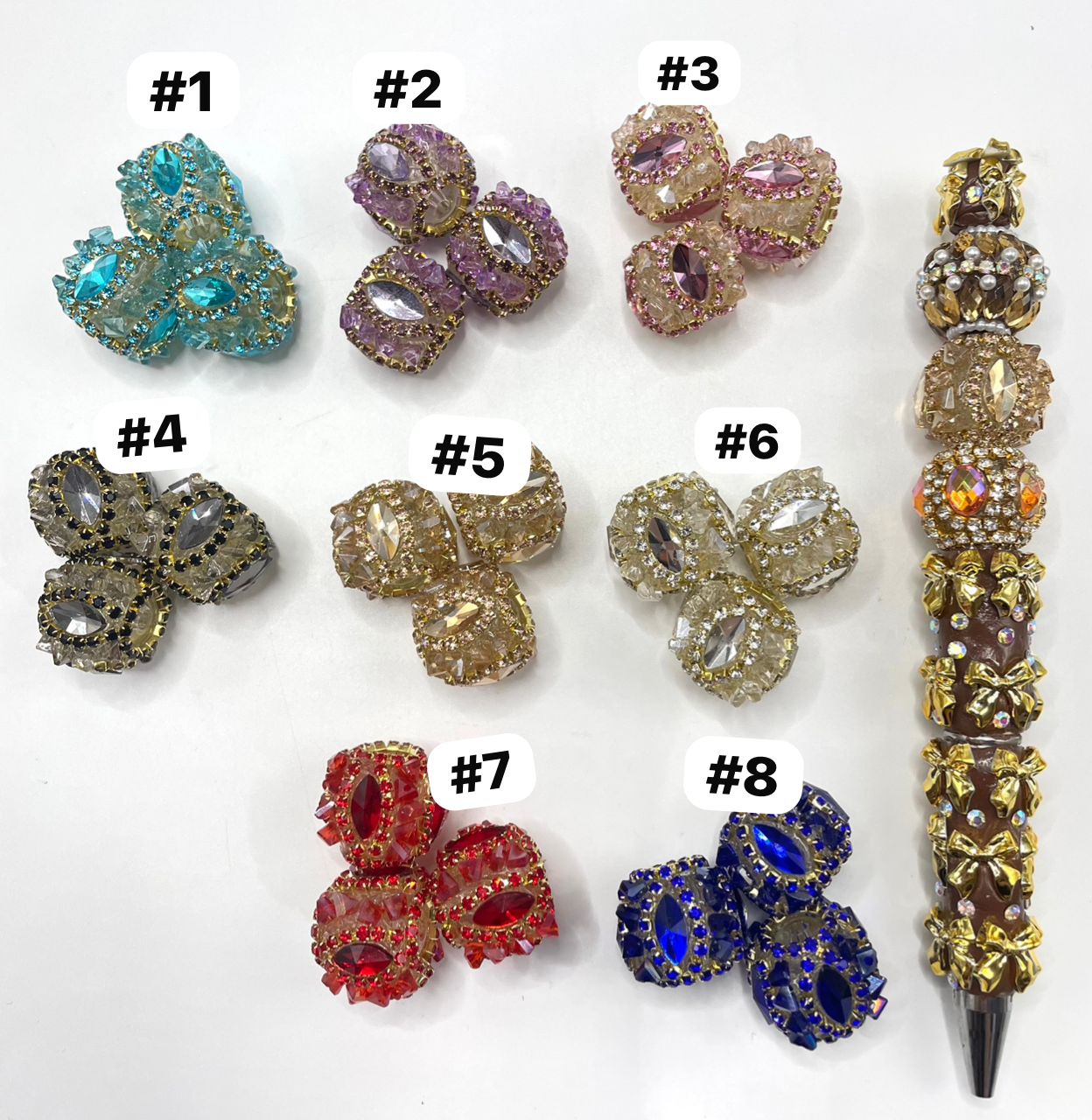 Beaded beadable fancy mirror crystal stone rhinestone beads with rhinestones chain and clear base beads,random mix irregular shape 18mm to 20mm