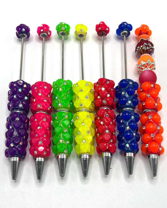 Neon Fluorescent color Heart and bubbles Clay DIY Bead Pen Random Mix