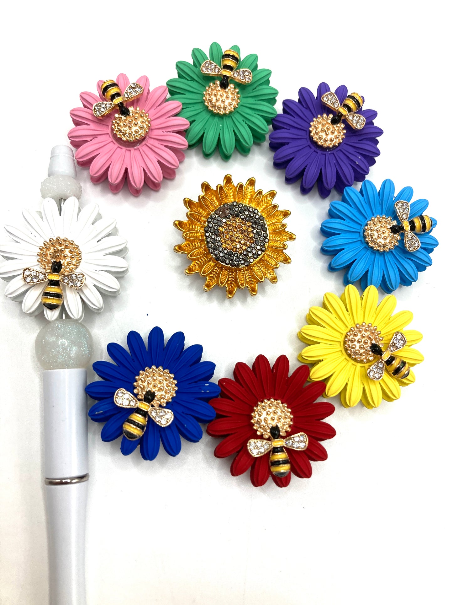 Beaded beads Bees, flowers, beads Metal beads Metal flower bee alloy beaded necklace