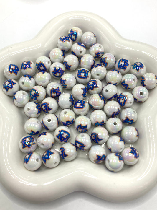Acrylic beads LA logo DIY Beading Team emblem 16mm