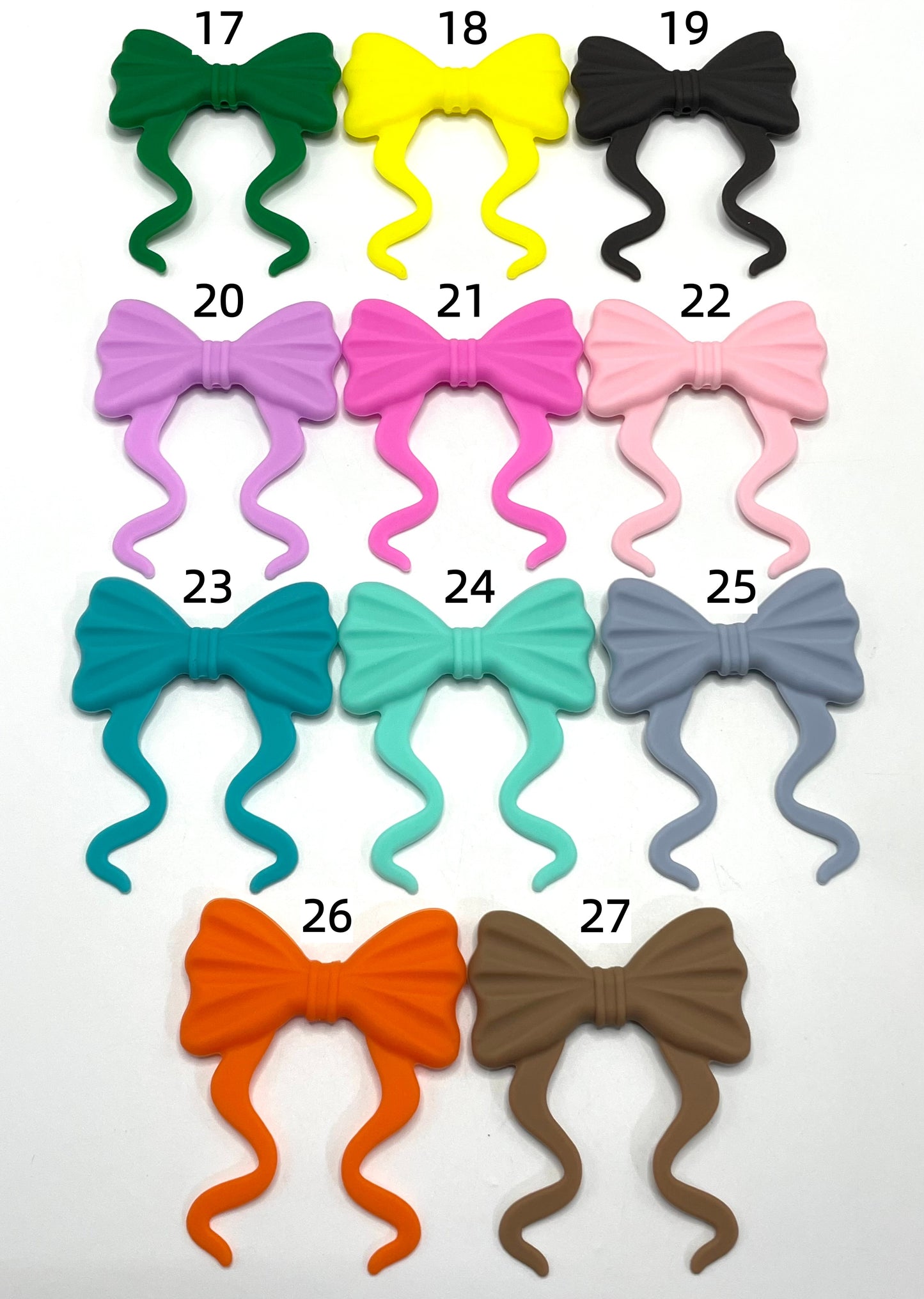 Soft silicone beads Silicone ribbon bow tie Neon color scheme Silicone gel 60mm