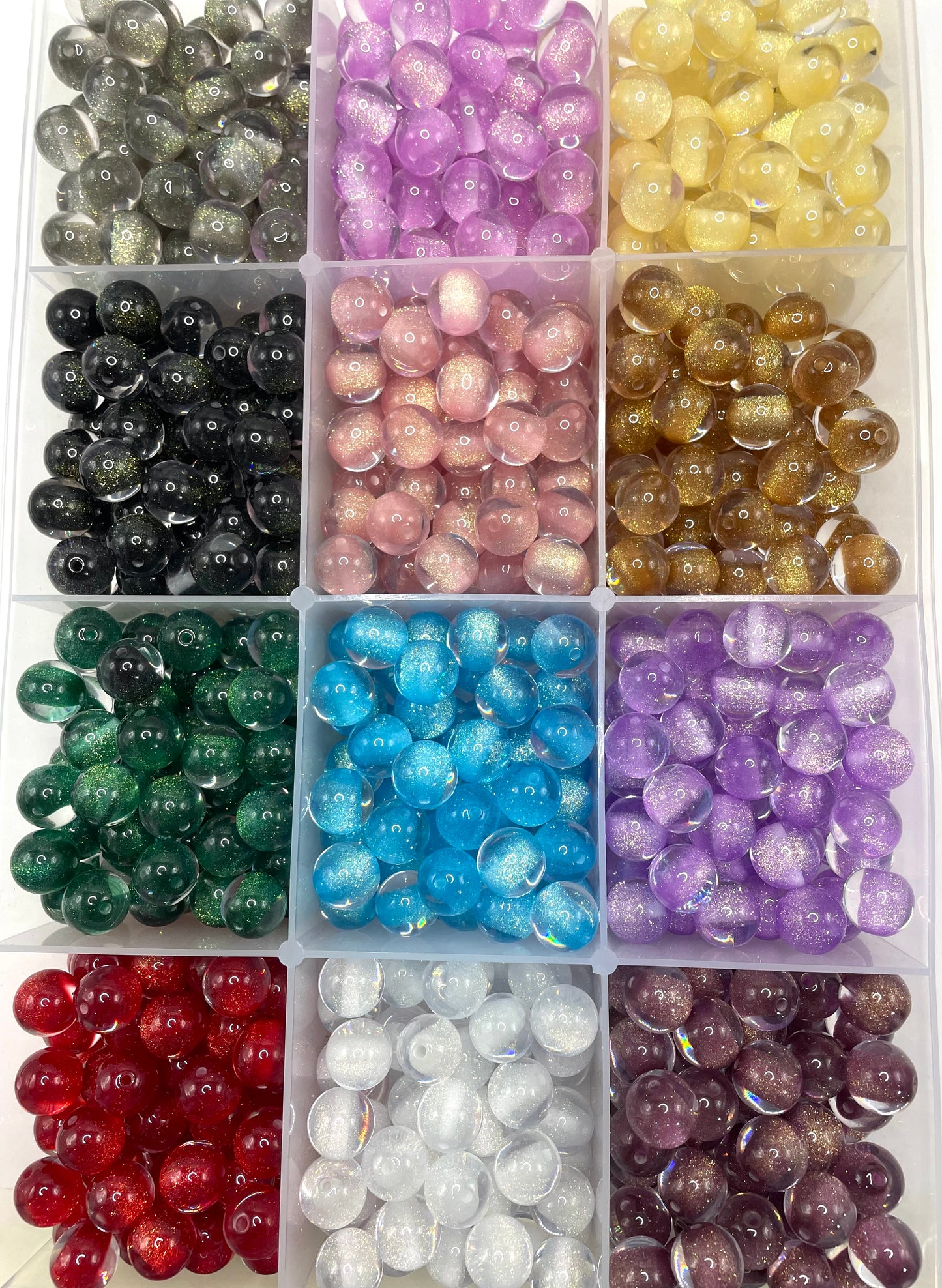 Acrylic glitter bead colorful random mix color 16mm