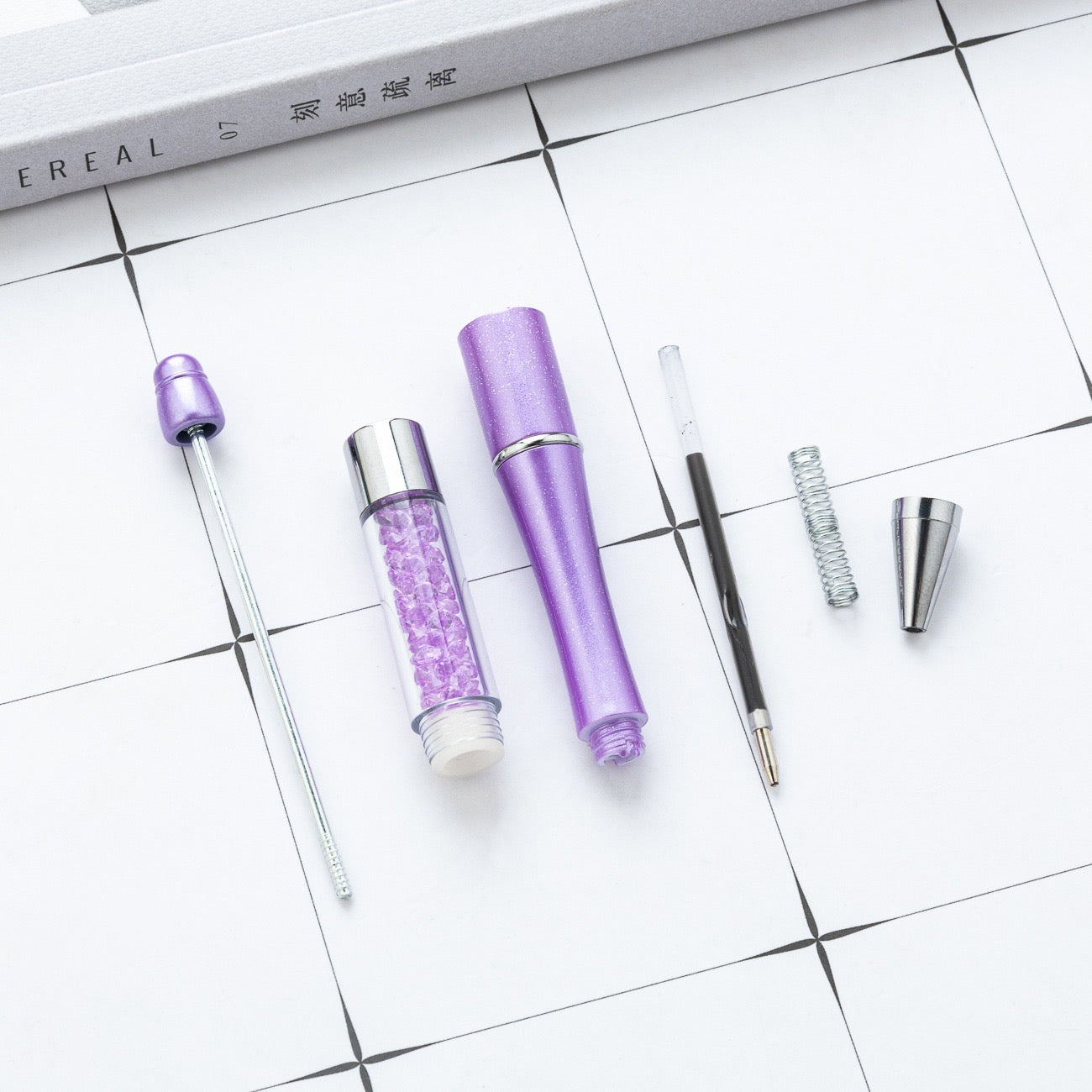 diy pen has the crystal inside the empty plastic tube beadable pen beaded pen ball point plastic pen